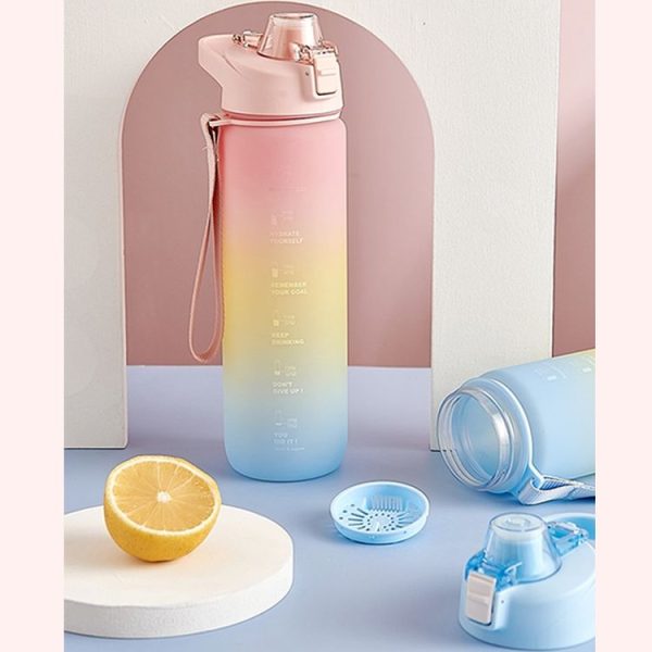1000ml Large Capacity Gradient ColorsPlastic Sports Water Cup (Sky Blue) - Image 4