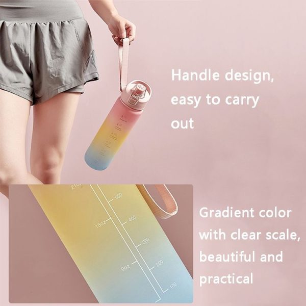 1000ml Large Capacity Gradient ColorsPlastic Sports Water Cup (Sky Blue) - Image 5
