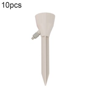 10pcs Household Potted Plant Drip Irrigation Adjustable Automatic Watering Device (Beige White)