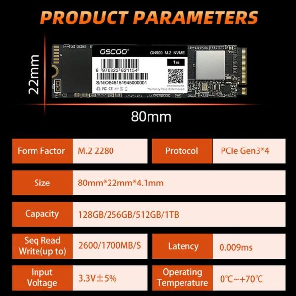 OSCOO ON900 PCIe NVME SSD Solid State Drive, Capacity: 2TB - Image 7