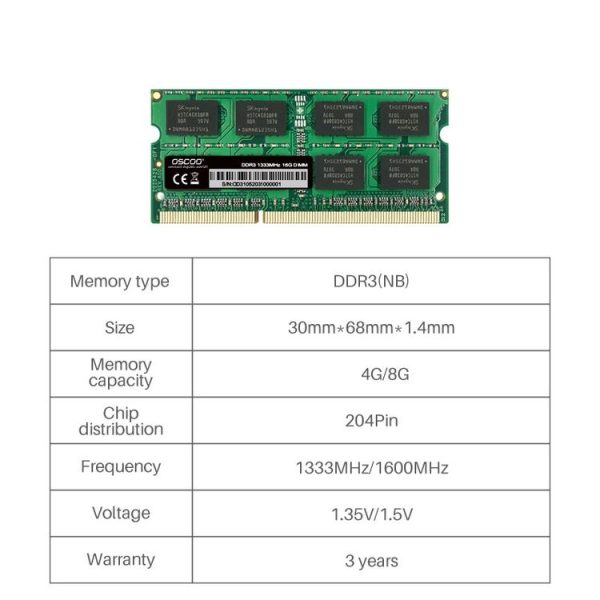 OSCOO DDR3 NB Computer Memory, Memory Capacity: 8GB 1333MHz - Image 7