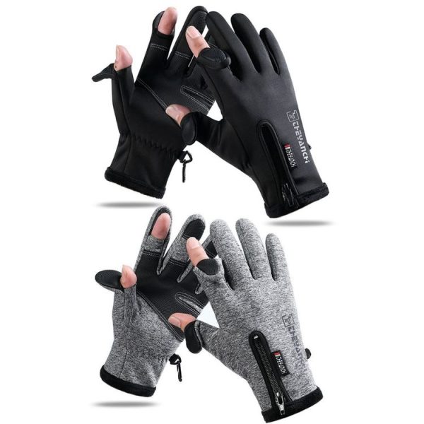 Outdoor Sports Riding Warm Gloves Touch Screen Fingerless Fishing Gloves, Size: L (Grey) - Image 2