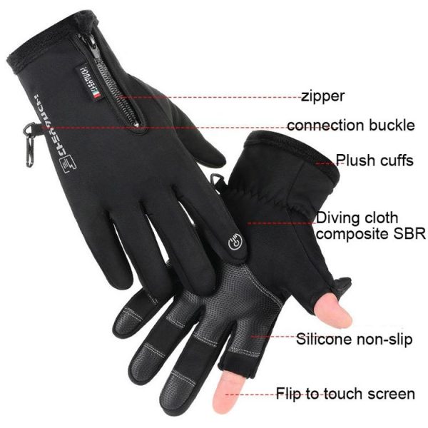 Outdoor Sports Riding Warm Gloves Touch Screen Fingerless Fishing Gloves, Size: L (Grey) - Image 6