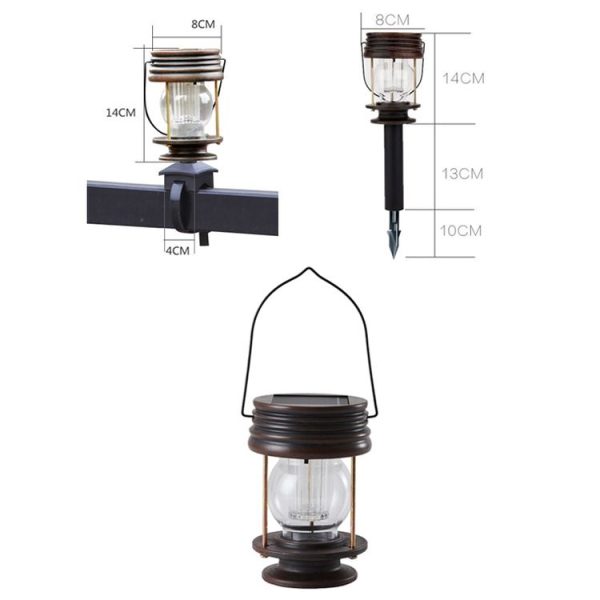 HSR002 Outdoor Retro Solar Lantern Camping Light, Spec: Portable-Warm Light - Image 2