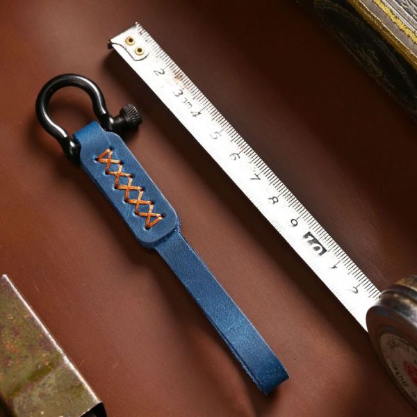 A001 Car Keychain Leather Long Key Rope (Oil Wax Red) - Image 3