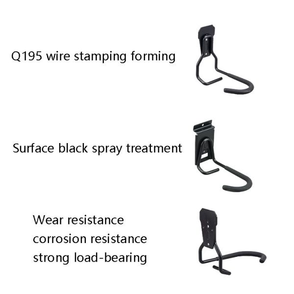 Bicycle Hook Metal Wall Garage Bicycle Rack 830 On Wall (Black) - Image 3
