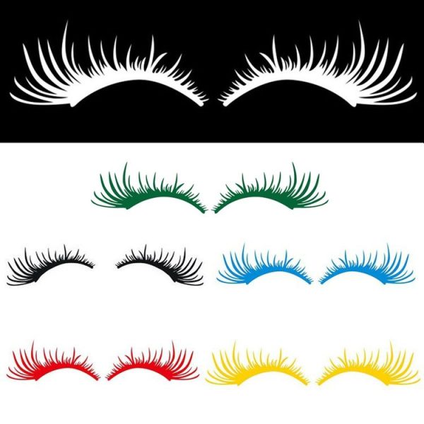 1pair Car Big Lamp Eyebrow Sticker Sexy Eye Eyelash Car Sticker (Red) - Image 2