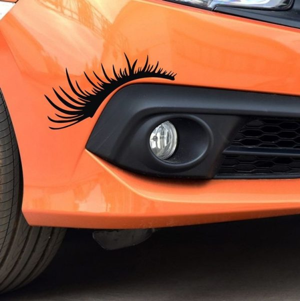 1pair Car Big Lamp Eyebrow Sticker Sexy Eye Eyelash Car Sticker (Red) - Image 3