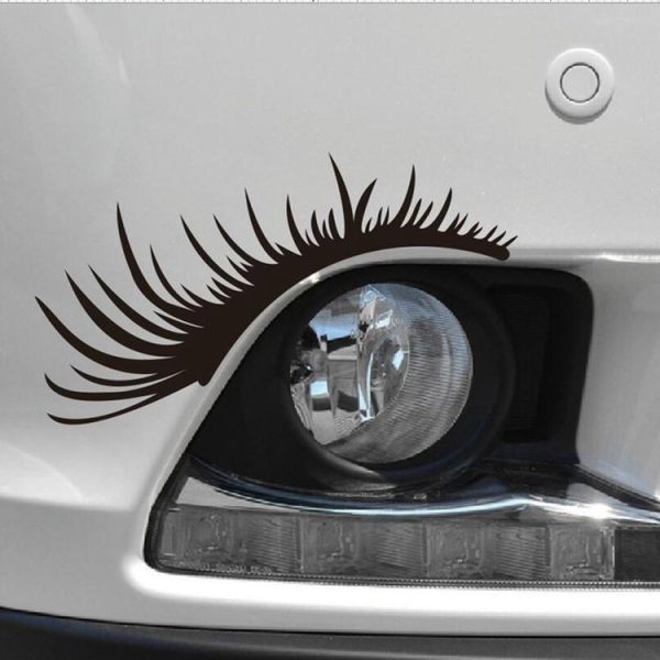1pair Car Big Lamp Eyebrow Sticker Sexy Eye Eyelash Car Sticker (Red) - Image 5