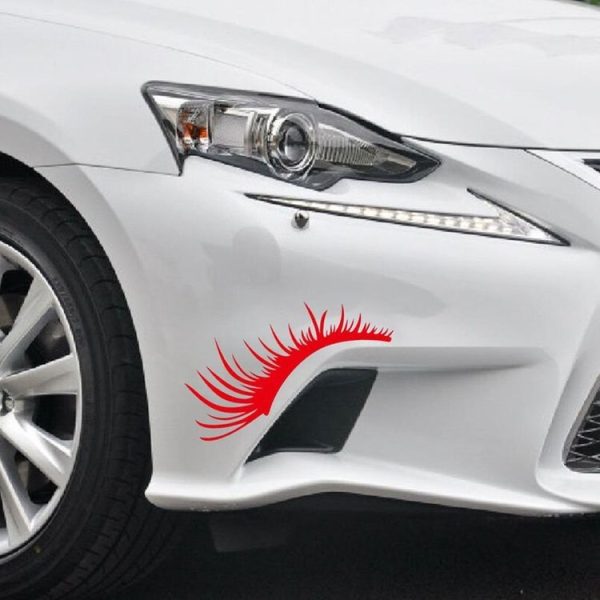 1pair Car Big Lamp Eyebrow Sticker Sexy Eye Eyelash Car Sticker (Red) - Image 6