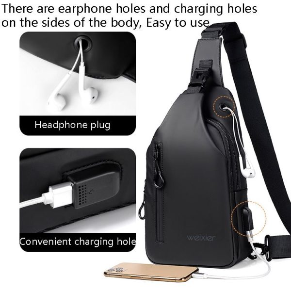 WEIXIER XB301 Men Chest Bag Outdoor Leisure Messenger Bag (Black) - Image 4