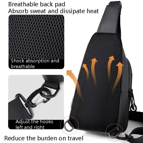 WEIXIER XB301 Men Chest Bag Outdoor Leisure Messenger Bag (Black) - Image 5