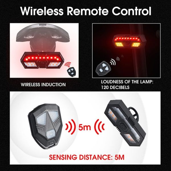 WEST BIKING Bicycle Remote Control Tail Light With Horn Tone (Black) - Image 5
