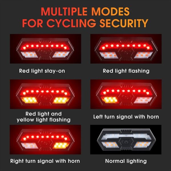 WEST BIKING Bicycle Remote Control Tail Light With Horn Tone (Black) - Image 6