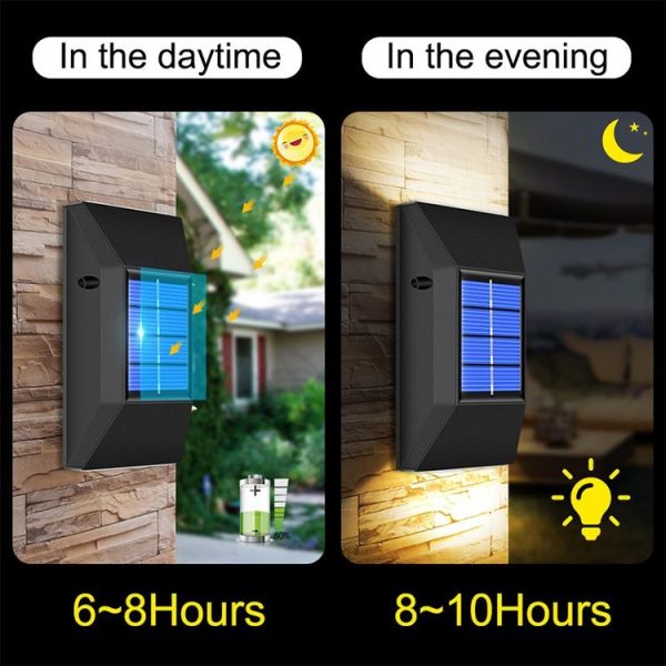 Outdoor Decorative Waterproof Solar Wall Light, Spec: 6 LEDs White Light - Image 5