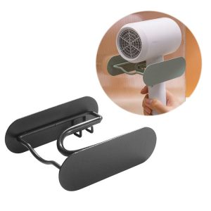 Bathroom Hair Dryer No Punching Iron Hanger (Black)