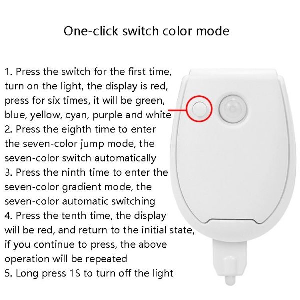Hanging LED Toilet Light Intelligent Automatic Human Body Induction Light (RGB Multicolor) - Image 7