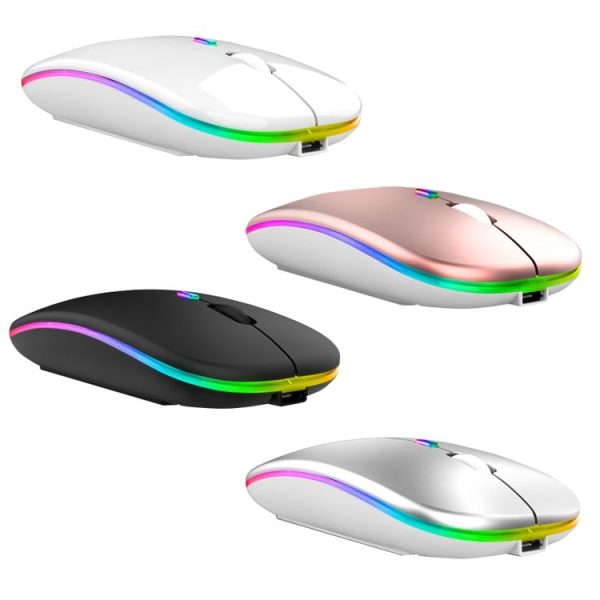 C7002 2400DPI 4 Keys Colorful Luminous Wireless Mouse, Color: Dual-modes Rose Gold - Image 2
