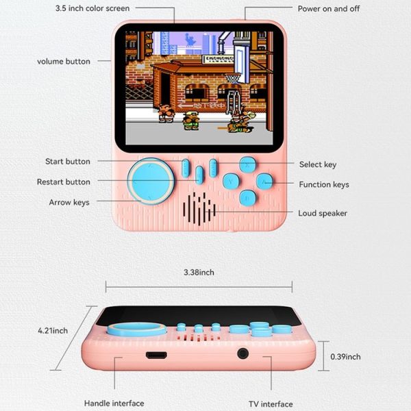 G7 3.5 inch Ultra-thin Handheld Game Console Built-in 666 Games, Style: Double (Pink) - Image 3