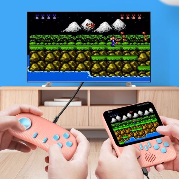 G7 3.5 inch Ultra-thin Handheld Game Console Built-in 666 Games, Style: Double (Pink) - Image 7