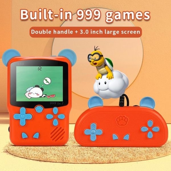 I50 999 in 1 Children Cat Ears Handheld Game Console, Style: Doubles (Pink) - Image 6