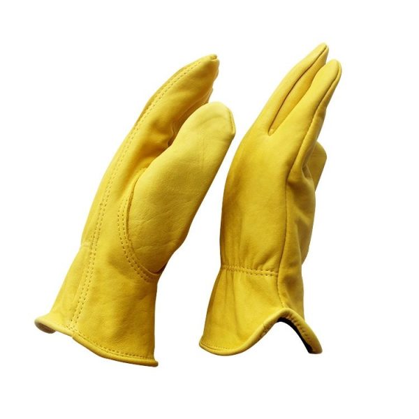 1 Pair JJ-5002 Outdoor Riding Gardening Genuine Leather Safety Gloves, Size: S - Image 3