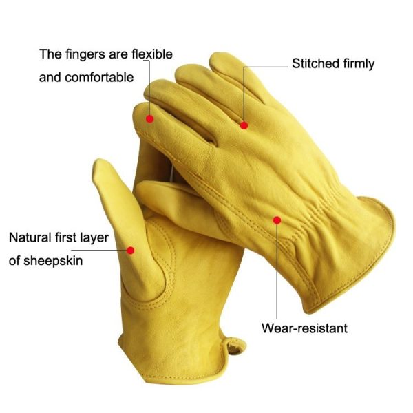 1 Pair JJ-5002 Outdoor Riding Gardening Genuine Leather Safety Gloves, Size: S - Image 4