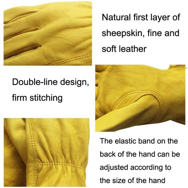 1 Pair JJ-5002 Outdoor Riding Gardening Genuine Leather Safety Gloves, Size: S - Image 5