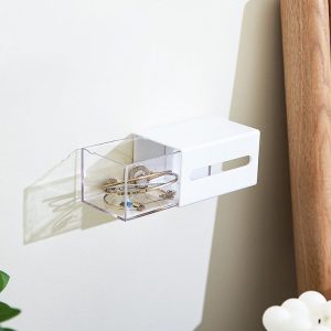 Left And Right Pull Wall Hanging Drawer Box Transparent Storage Box (White)