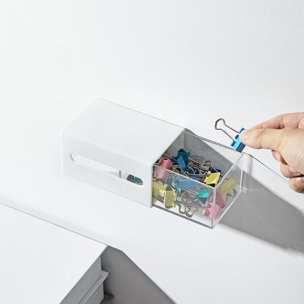 Left And Right Pull Wall Hanging Drawer Box Transparent Storage Box (White) - Image 3