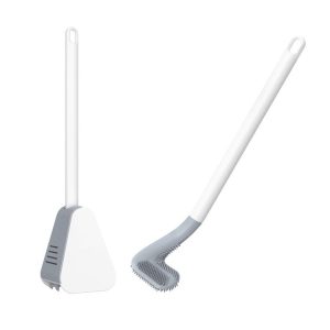 Golf Toilet Brush With Self-Opening And Closing Water-Proof Base (White)