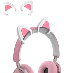 T6 Cute Cat Ear Decoration for Headphones (White)
