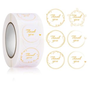 Floral Background Thank you Sticker Seal Sticker, Size: 2.5cm / 1 Inch (HA068)