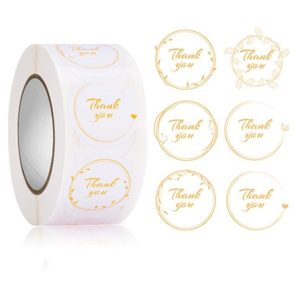 Floral Background Thank you Sticker Seal Sticker, Size: 2.5cm / 1 Inch (HA068)