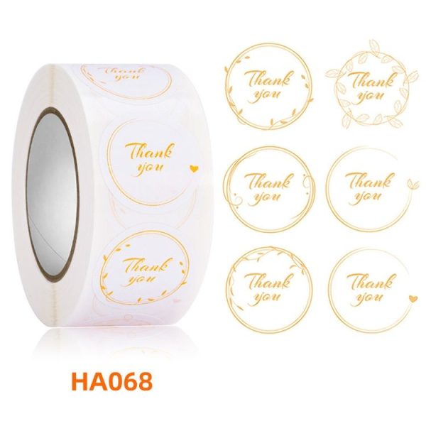 Floral Background Thank you Sticker Seal Sticker, Size: 2.5cm / 1 Inch (HA068) - Image 2