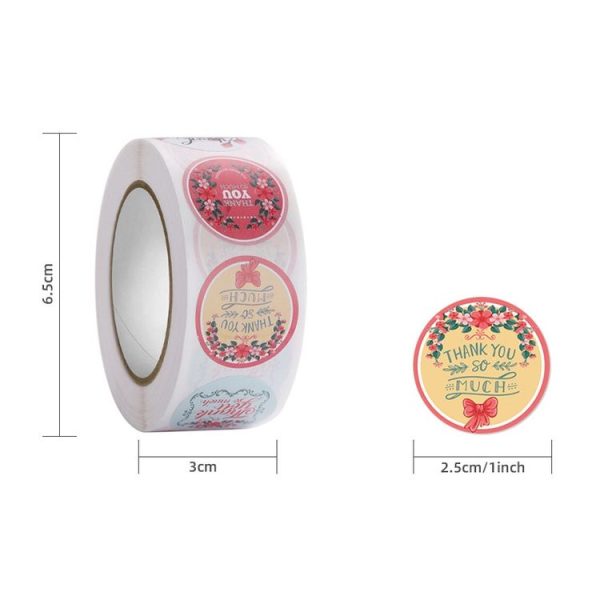 Floral Background Thank you Sticker Seal Sticker, Size: 2.5cm / 1 Inch (HA068) - Image 3