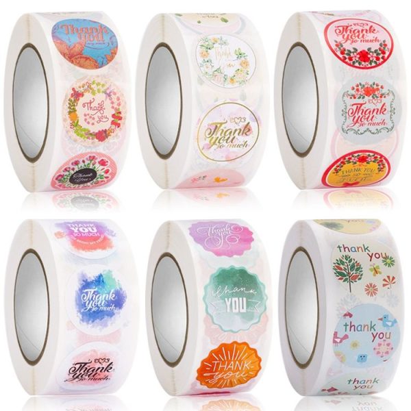Floral Background Thank you Sticker Seal Sticker, Size: 2.5cm / 1 Inch (HA068) - Image 4