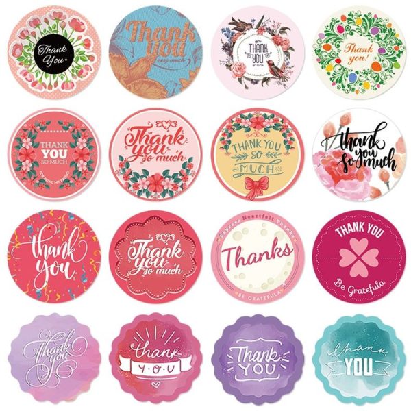 Floral Background Thank you Sticker Seal Sticker, Size: 2.5cm / 1 Inch (HA068) - Image 5