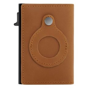 Anti-Theft Positioning Wallet Men Card Holder Mini Wallets For Airtag (Cowhide Dark Brown)