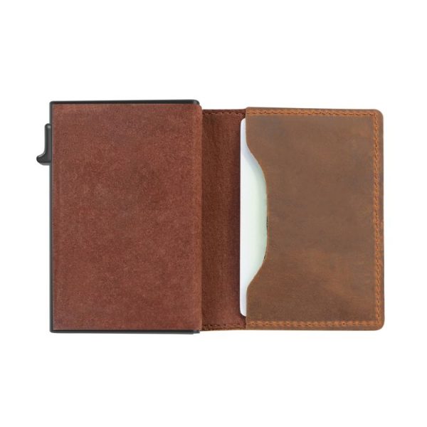 Anti-Theft Positioning Wallet Men Card Holder Mini Wallets For Airtag (Cowhide Dark Brown) - Image 5