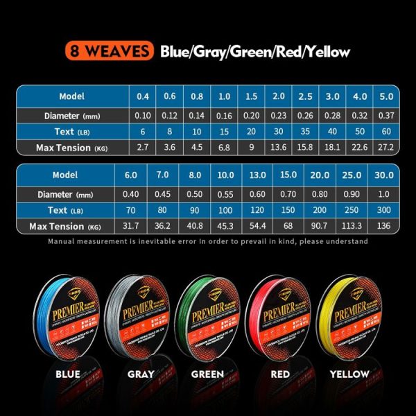 PROBEROS 8 Edited 100M Majestic Horse Fish Line, Line number: 0.6 / 8LB (Red) - Image 6