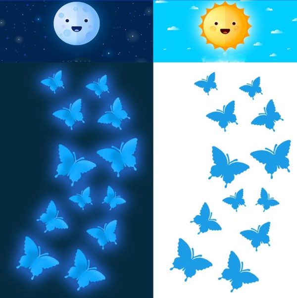 YG005 3D Stereo Butterfly Luminous Wall Sticker (Blue)
