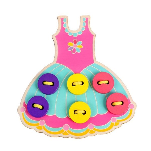 3 PCS Children Puzzle Button Threaded Desk Game Toy (Skirt)