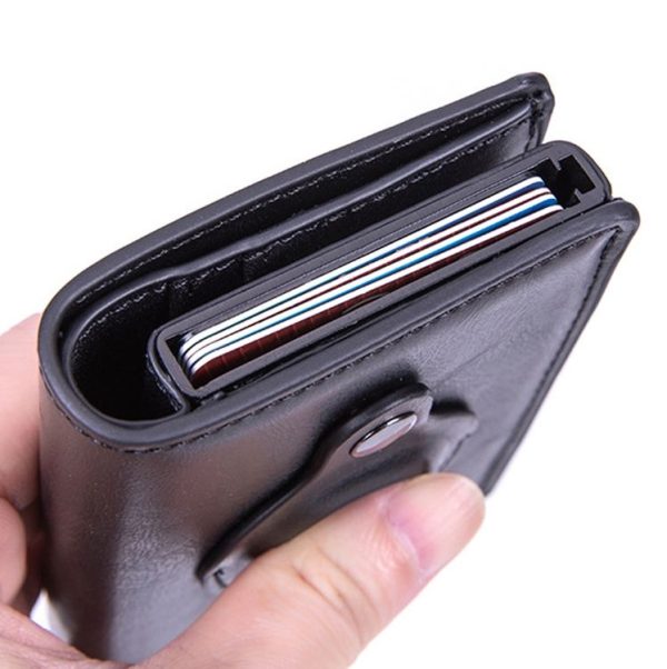 RFID Automatic Pop-Up Card Holder Multi-Function Locator Wallet For AirTag (Black) - Image 6