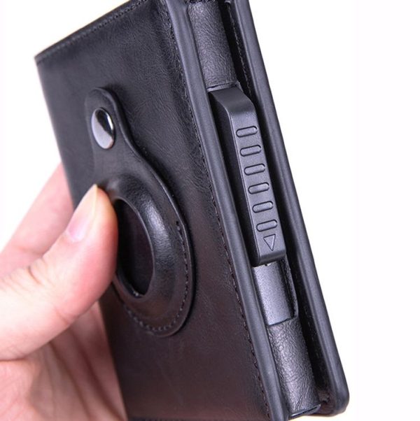 RFID Automatic Pop-Up Card Holder Multi-Function Locator Wallet For AirTag (Black) - Image 7