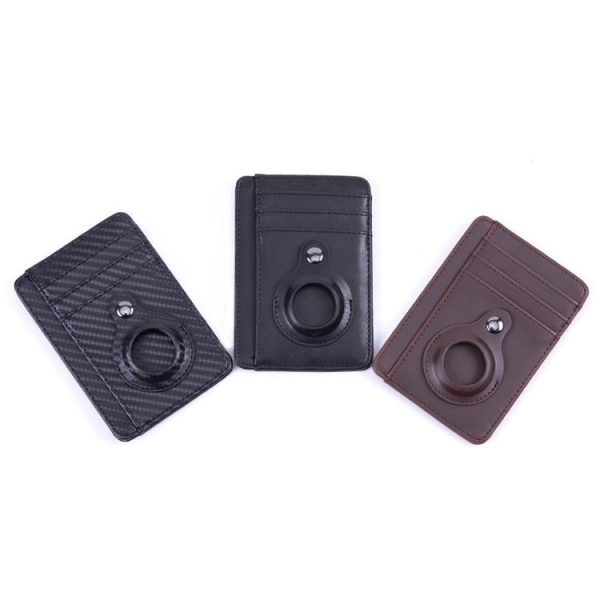 RFID PU Anti-Theft Card Holder Thin Tracker Card Holder For Airtag (Carbon Fiber) - Image 2
