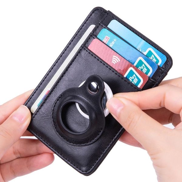 RFID PU Anti-Theft Card Holder Thin Tracker Card Holder For Airtag (Carbon Fiber) - Image 5