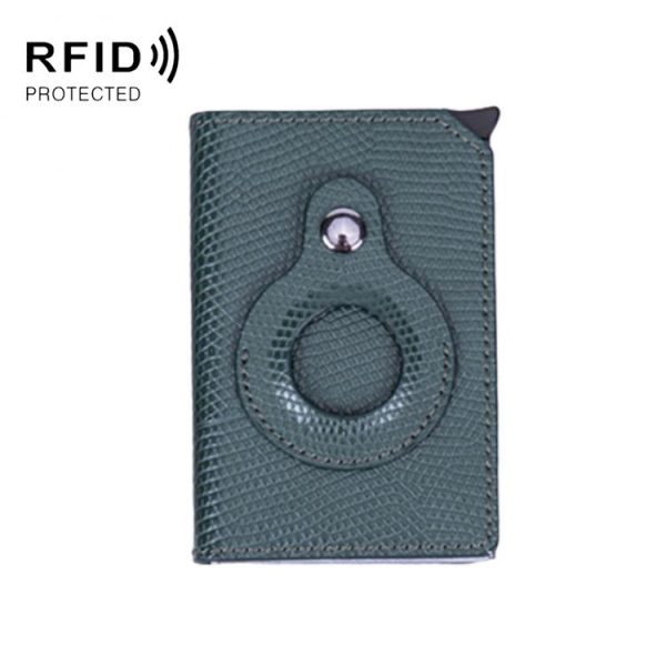 Lizard Pattern RFID Anti-Theft Card Holder With Tracker Hole For Airtag (Green)