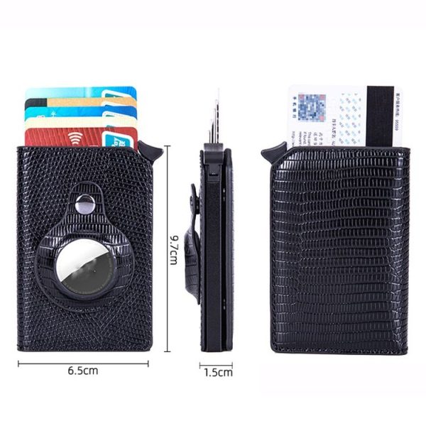 Lizard Pattern RFID Anti-Theft Card Holder With Tracker Hole For Airtag (Green) - Image 3