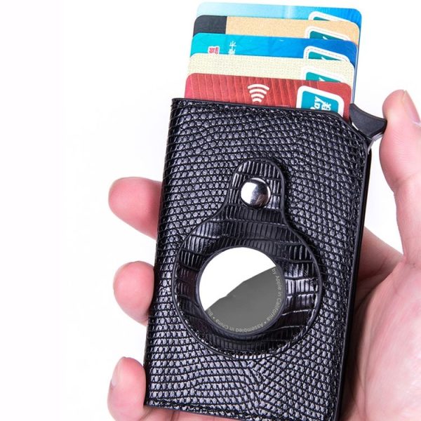 Lizard Pattern RFID Anti-Theft Card Holder With Tracker Hole For Airtag (Green) - Image 5